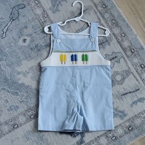 Remember Nguyen Boys Smocked Embroidered Popsicle Jon Jon Romper Sz18m
